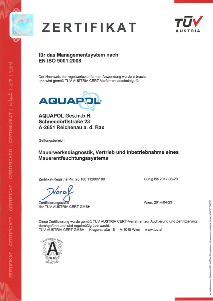 Certification aquapol