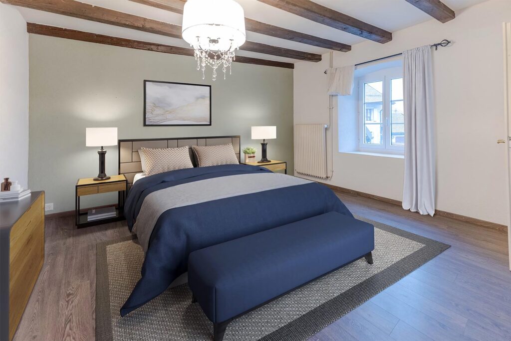 Chambre au ton bleu