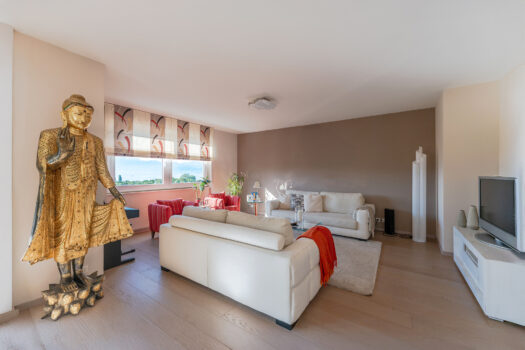 Appartement de standing avec vue panoramique sur le lac au quatrième étage d'un immeuble non loin du centre de Lausanne.